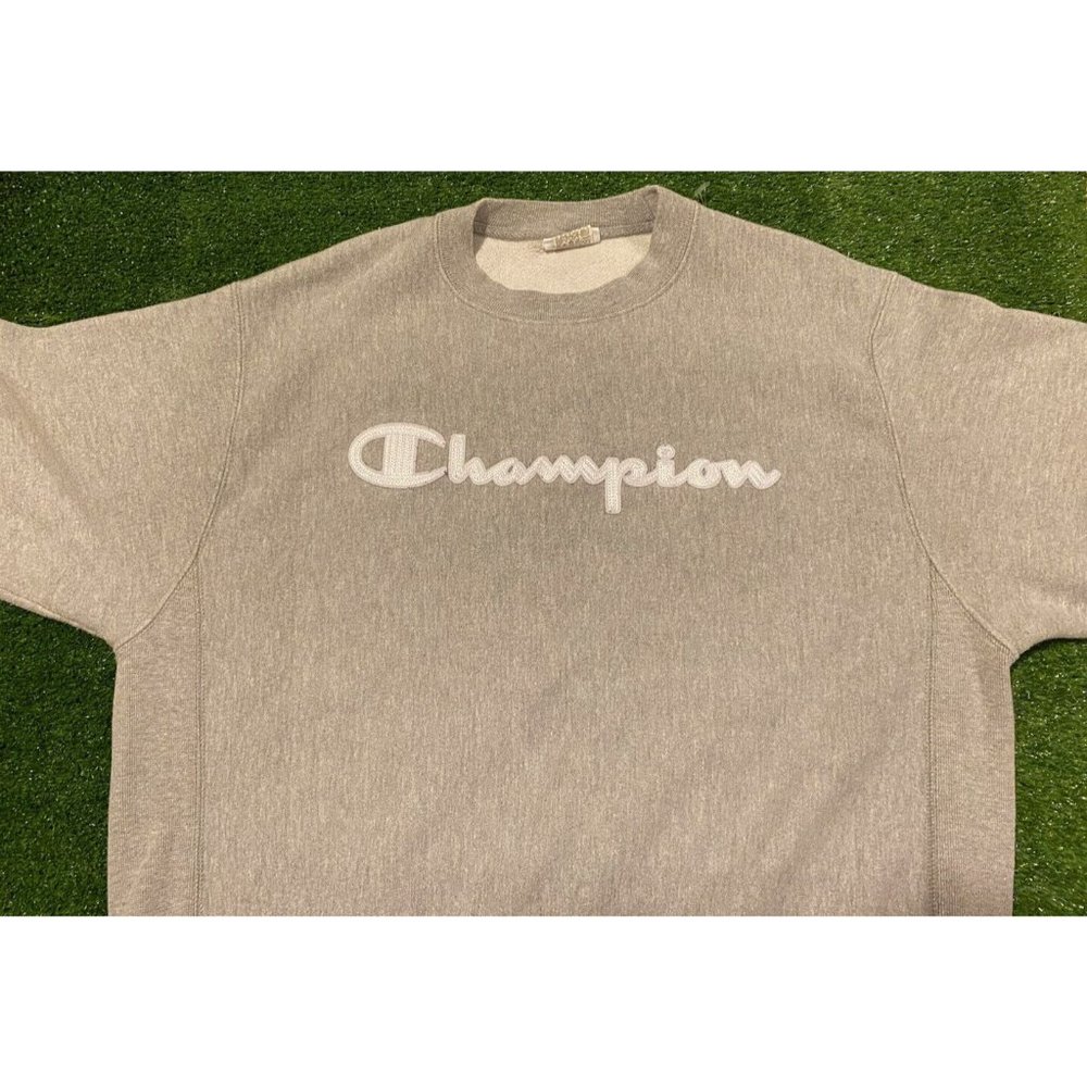 Retro Y2K Champion Reverse Weave Script spell out crewneck sweatshirt large - Picture 4 of 13